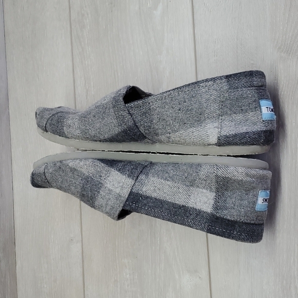Toms Mens Plaid Gray Ash Flannel Comfort Slip on Loafer shoes sz 9.5 - Picture 6 of 9